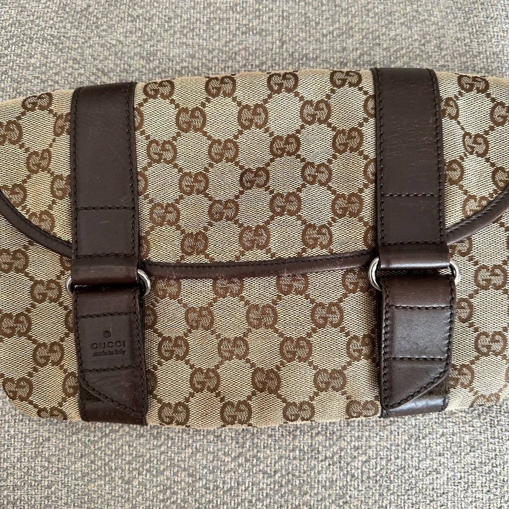 Authentic Gucci Monogram canvas waist belt bag